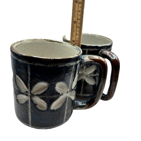 Vintage Otagiri Stoneware Mugs, Etched Flower Design, Set of 2; 10 oz - Picture 6 of 8